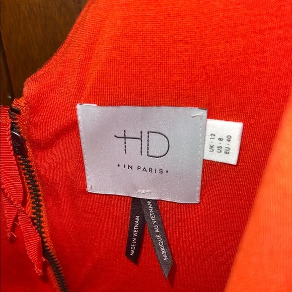 Anthropologie HD In Paris Ardmore dress in coral orange, Size 8 - Picture 3 of 3